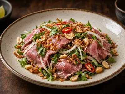 Gỏi bò tái chanh – món ăn tại Gánh Ngon, Phú Quốc
