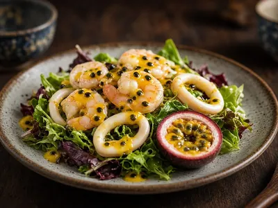 Salad hải sản sốt chanh leo – món ăn tại Gánh Ngon, Phú Quốc