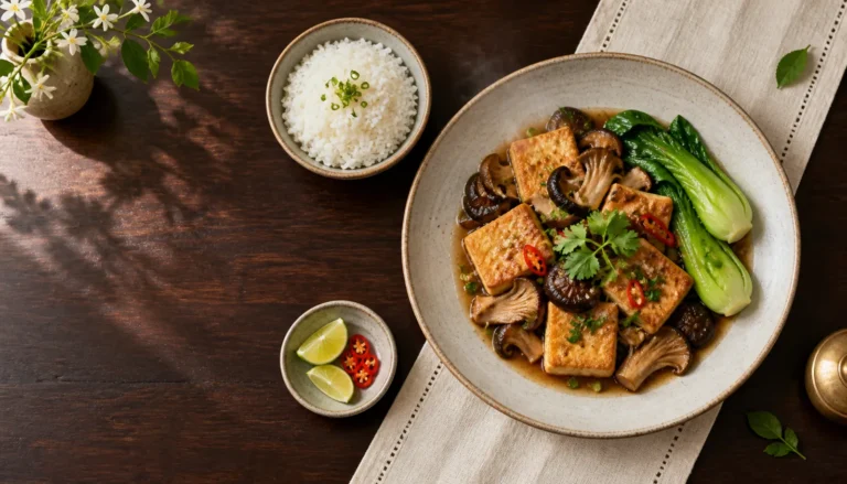 Đậu hũ sốt nấm (chay)