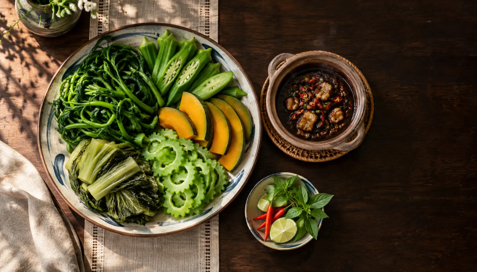 خضار مسلوقة مع صلصة خو كويت — Gánh Ngon Phú Quốc